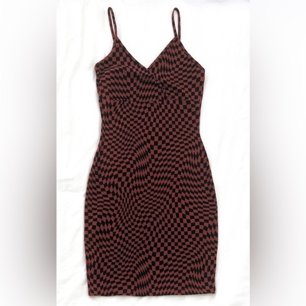 Brown and black patterned bodycon wild fable dress size small